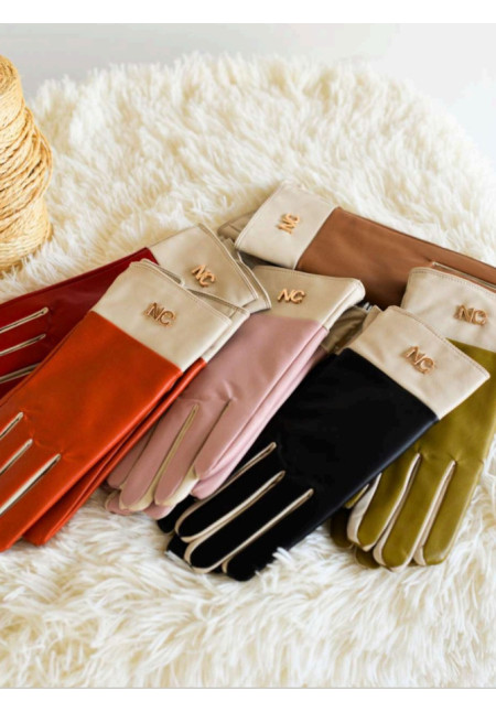 NOCO GUANTES BICOLOR PIEL VEGANA