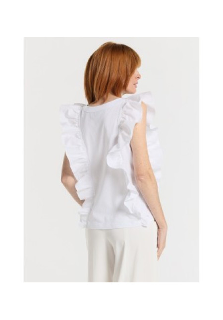 VICTORIO&LUCCHINO TOP MANGA VOLANTES BORDADO BLANCO