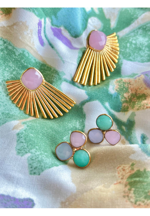 MESTIZA PENDIENTE STELLA CALCEDONIA ROSA