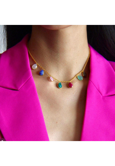 MESTIZA COLLAR PIEDRAS 7 GOTAS MULTICOLOR