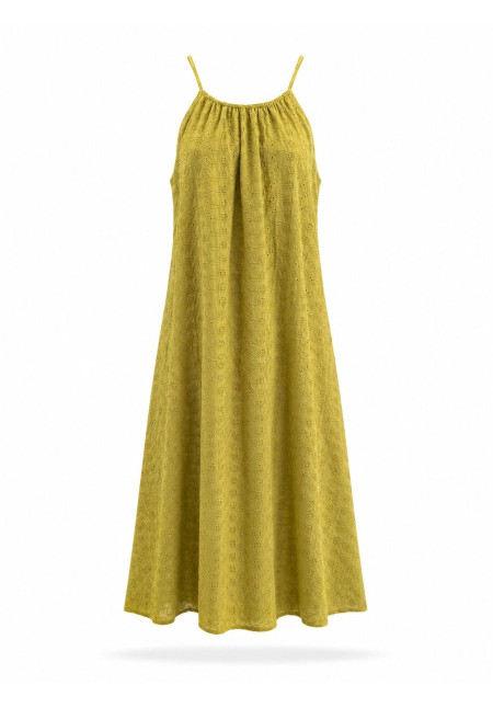 LETAA VESTIDO LISO BORDADO SUIZO