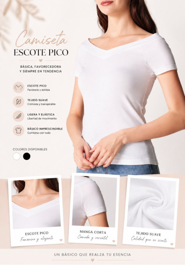 COTONELLA CAMISETA ESCOTE PICO