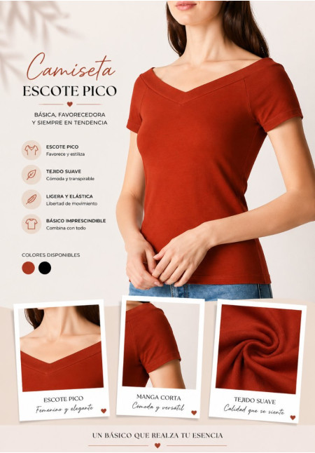 COTONELLA CAMISETA ESCOTE PICO
