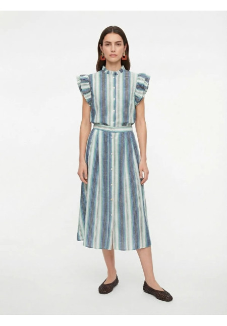 LETAA  FALDA  AZUL  ALGODON RAYAS