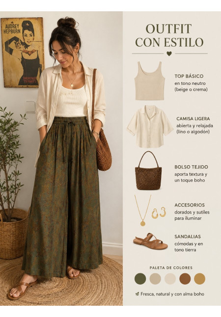 NEFELIBATA PANTALÓN VERDE ESTAMPADO